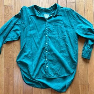 Anthropologie Maeve The Bennet  Linen Button-Down Shirt - Green - Medium
